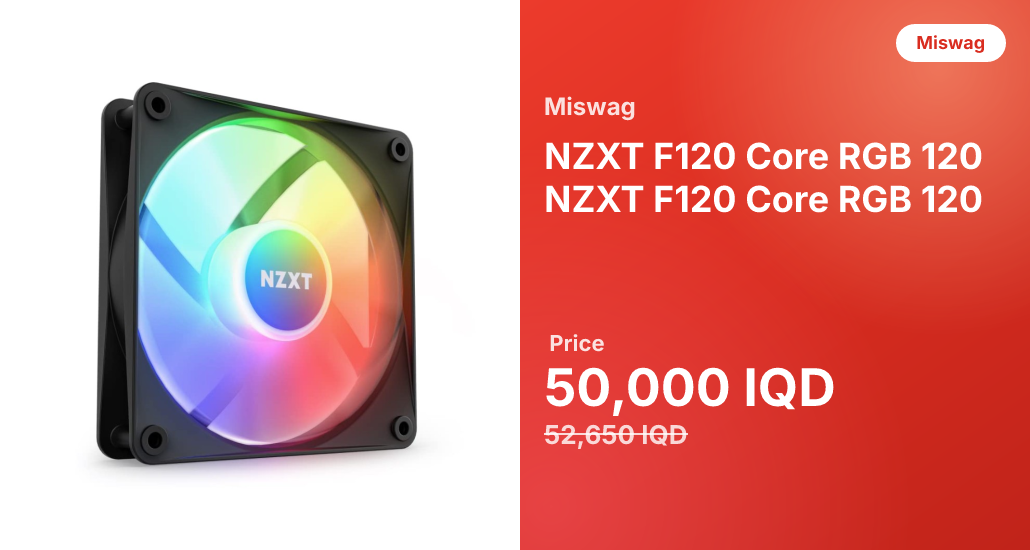 3 Core Pin مروحة NZXT F120 Core RGB مقاس 120 ملم – أسودمروحة NZXT F120 Core RGB ...